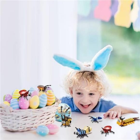 12 Pcs Prefilled Easter Eggs with Insect Animal Building Blocks for Kids Boys - Picture 4 of 6